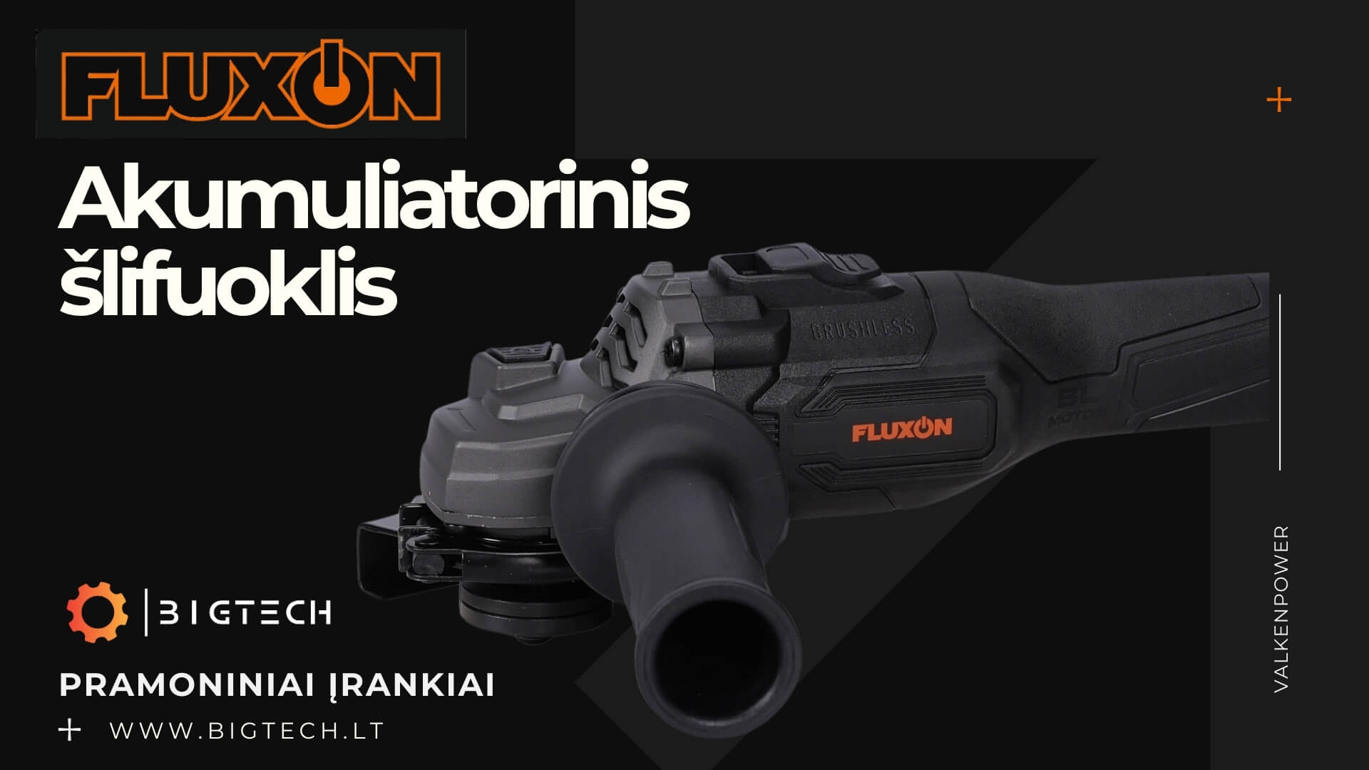 FLUXON_Akumuliatorinis kampinis šlifuoklis 125mm (Olandija), įskaitant 2 x 4.0 Ah baterijas ir įkroviklį komplekte_www.bigtech. FLUXON_Akumuliatorinis kampinis šlifuoklis 125mm (Olandija), įskaitant 2 x 4.0 Ah baterijas ir įkroviklį komplekte_www.bigtech.