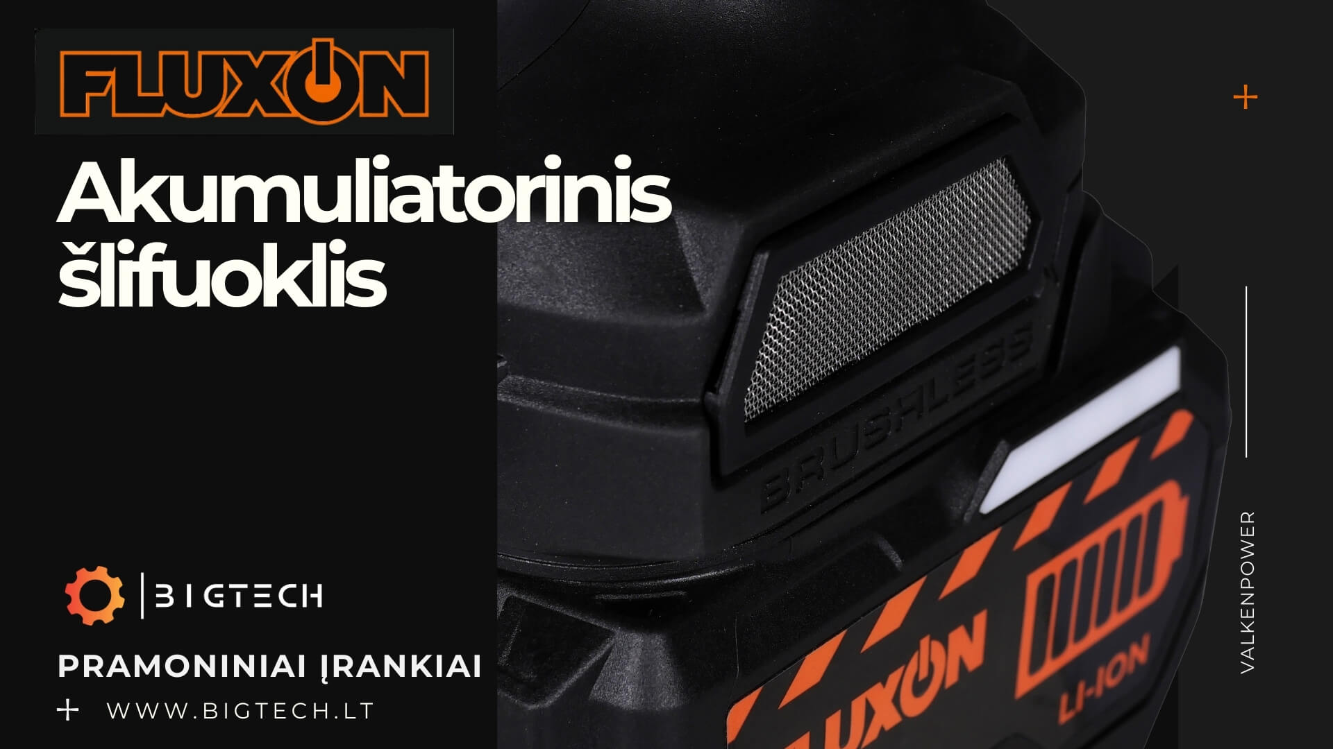 FLUXON_Akumuliatorinis šlifuoklis 125mm (Olandija) įskaitant 2x4.0 Ah baterijas ir įkroviklį komplekte_www.bigtech. FLUXON_Akumuliatorinis šlifuoklis 125mm (Olandija) įskaitant 2x4.0 Ah baterijas ir įkroviklį komplekte_www.bigtech.