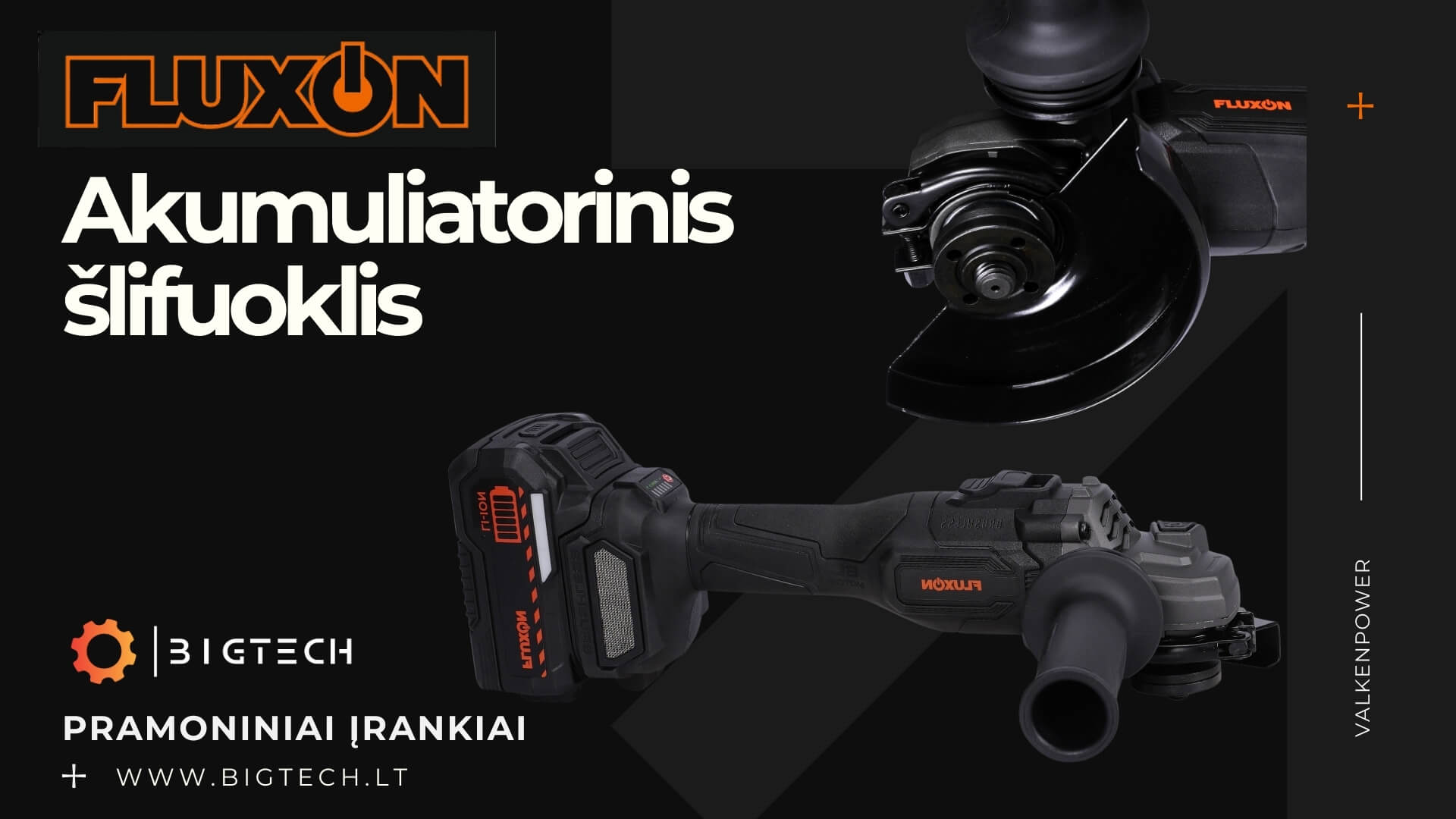 FLUXON_Akumuliatorinis šlifuoklis 125mm (Olandija), įskaitant 2x4.0 Ah baterijas ir įkroviklį komplekte_www.bigtech.lt FLUXON_Akumuliatorinis šlifuoklis 125mm (Olandija), įskaitant 2x4.0 Ah baterijas ir įkroviklį komplekte_www.bigtech.lt