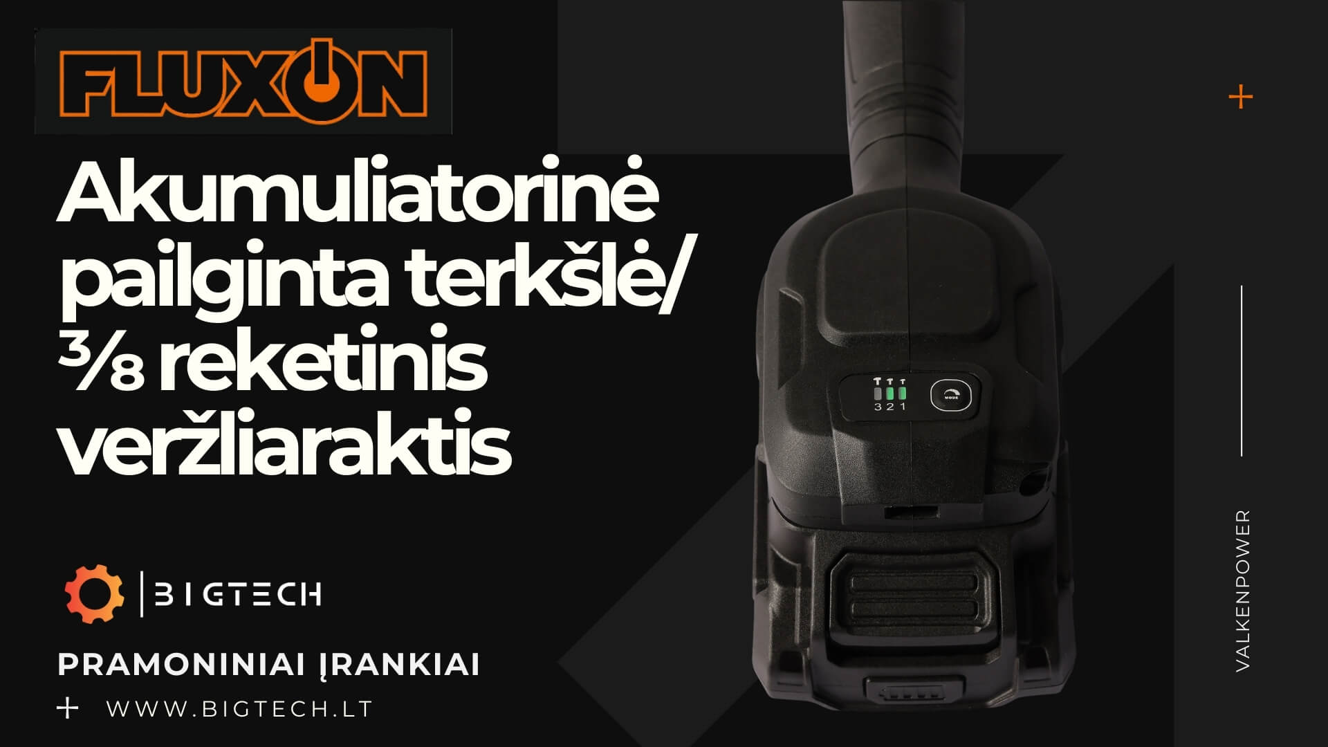 FLUXON Akumuliatorinis veržliaraktis,Akumuliatorinė pailginta terkšlė, reketinis veržliaraktis FLUXON Akumuliatorinis veržliaraktis,Akumuliatorinė pailginta terkšlė, reketinis veržliaraktis