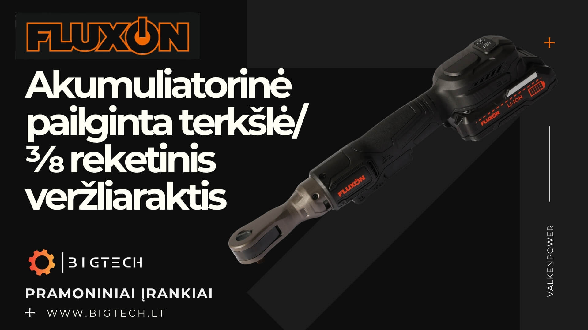 Fluxon akumuliatorinis reketinis veržliaraktis , Akumuliatorinė pailginta terkšlė 1 x 2 Ah akumuliatorių ir įkroviklis Fluxon akumuliatorinis reketinis veržliaraktis , Akumuliatorinė pailginta terkšlė 1 x 2 Ah akumuliatorių ir įkroviklis